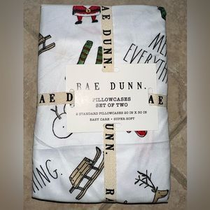 Rae dunn pillow cases Christmas 2 Standard Santa Snowman Reindeer Merry New Bed